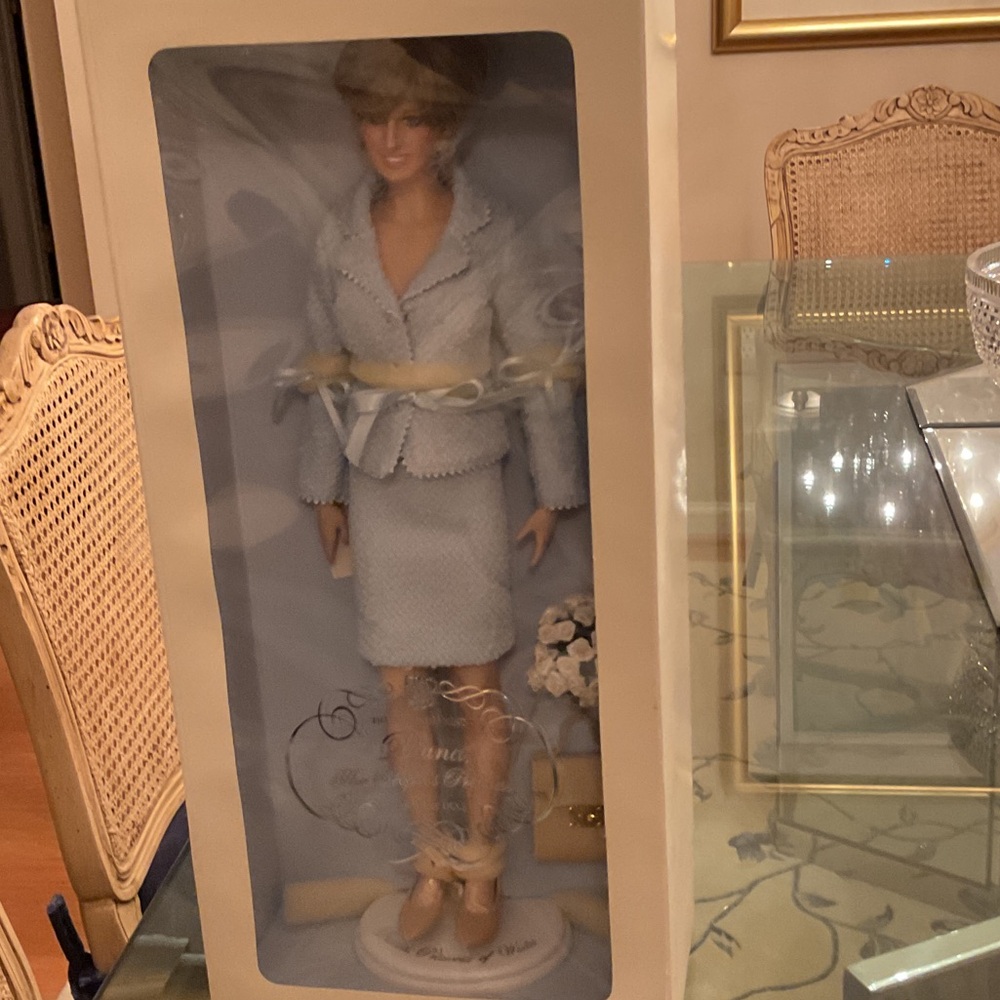 Franklin Mint Blue and Cream Collectible Doll
